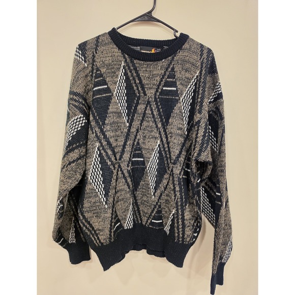 Sasson Jeans Other - Vintage Sasson Geometric Knit Sweater Men's Large Streetwear Coogi Style Dadcore